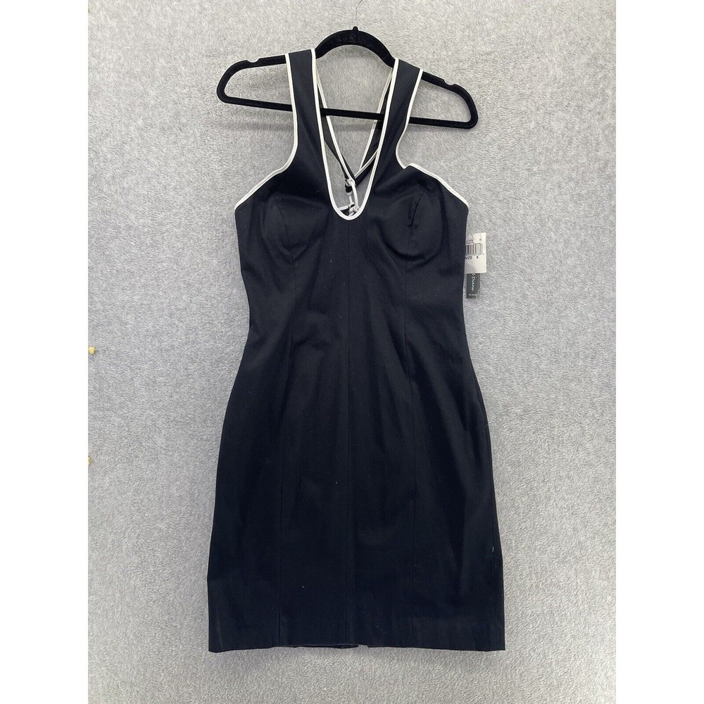 Kelly and Diane women's Dress Solid Black White Trim Size 6 Vintage Cross Back